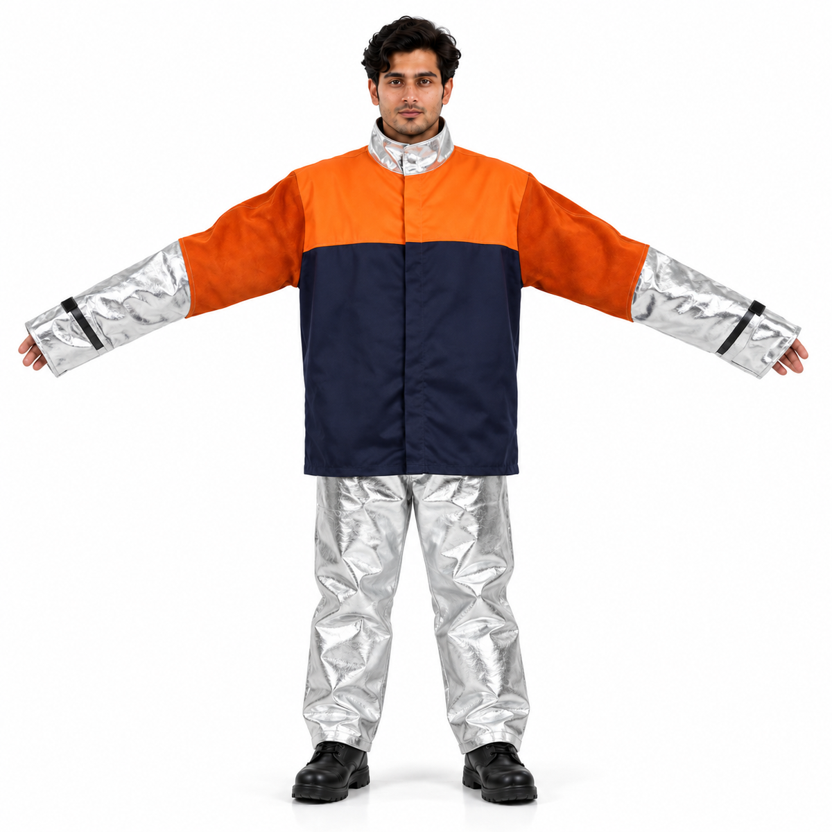 Flame Retardant Jacket with Leather and Aluminised Sleeves