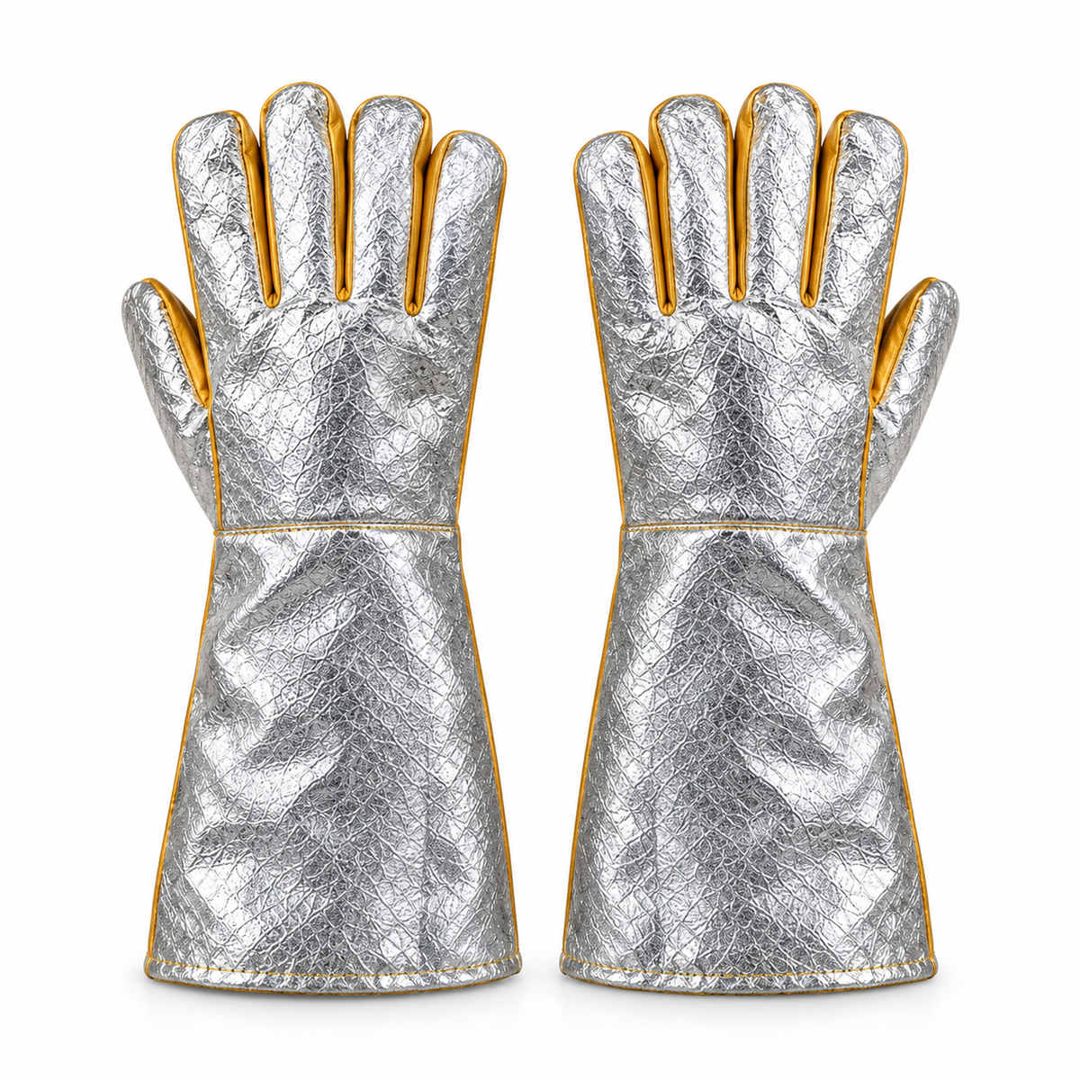 Thermelta Aluminized Heat Resistant Foundry Gloves– Long Gauntlet Gloves