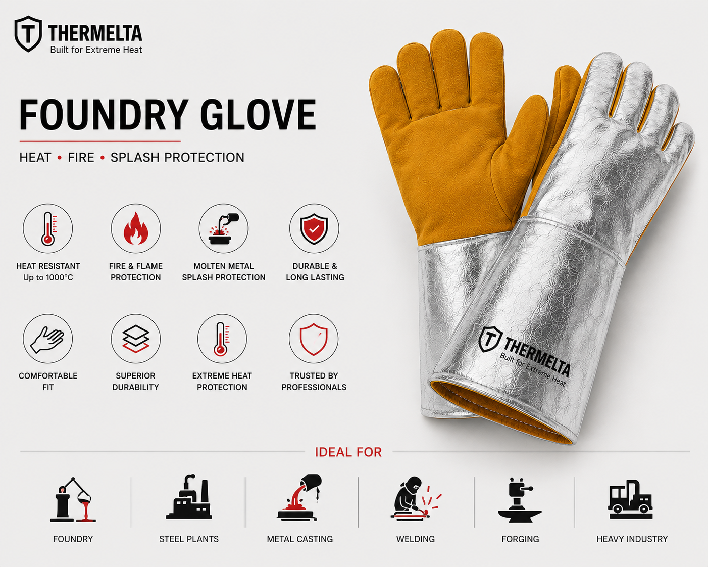 Thermelta Foundry Heat Resistant Gloves