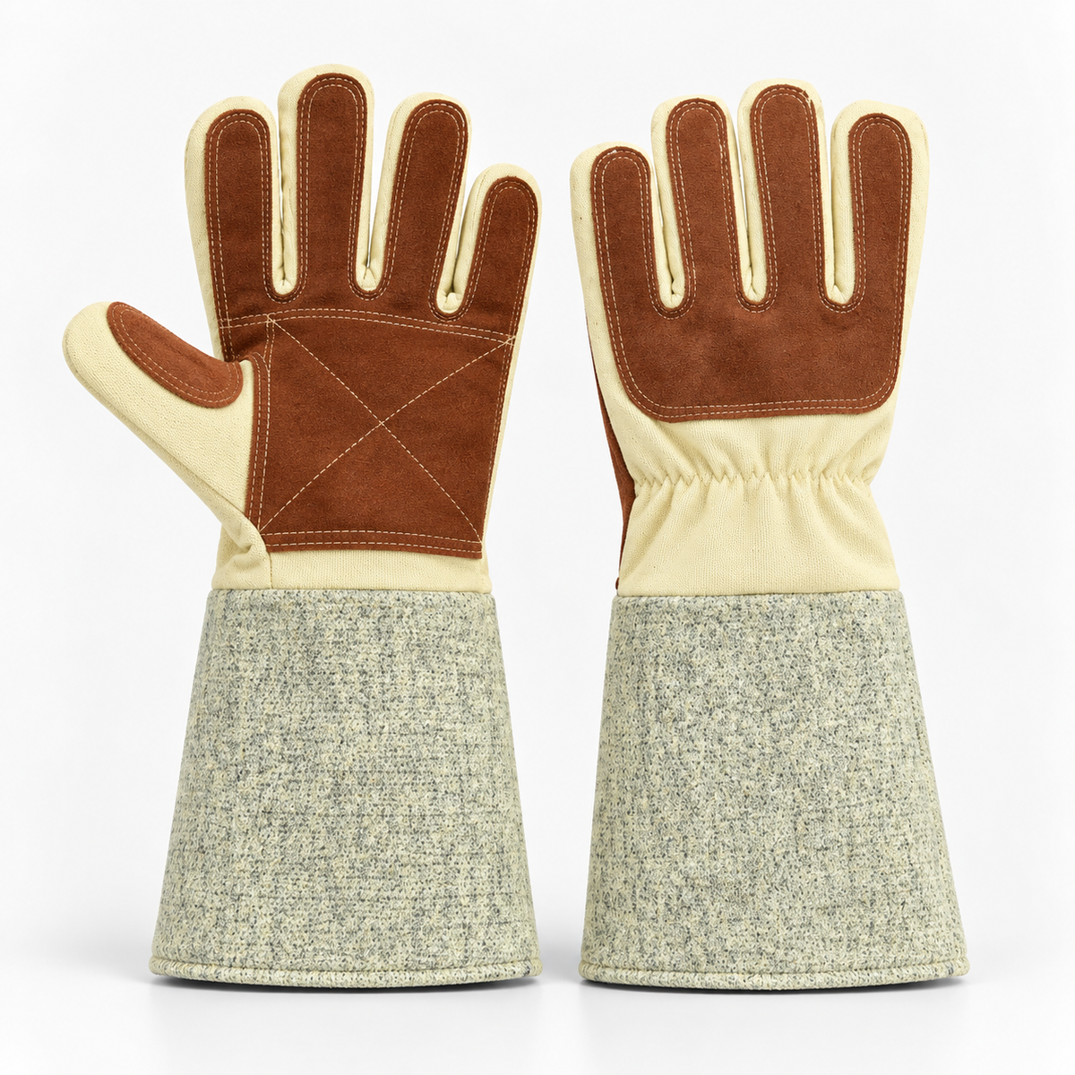 Heat Resistant Leather Palm Gloves with Extended Heat Protection Cuff